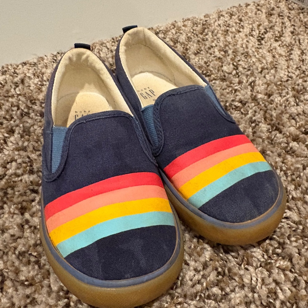 BabyGap Toddler Navy Slip On Shoes with vacation accents, size 9
